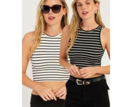 Trendyol Women’s Striped Crop Blouse – Black