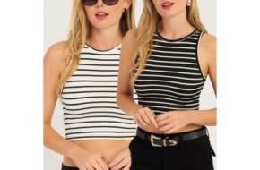 Trendyol Women’s Striped Crop Blouse – Black