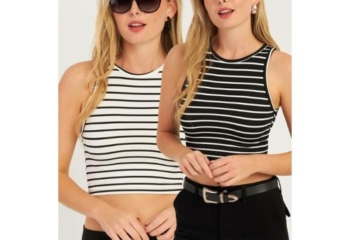 Trendyol Women’s Striped Crop Blouse – Black