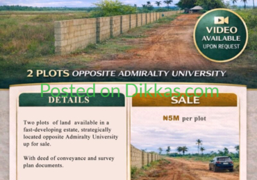 2 Plots of Land Available in a Very Fast Developing Estate