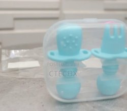Baby Fork and Spoon Self Feeding Utensil Easy Grip