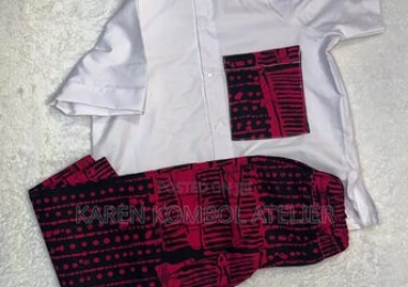 Stylish Unisex White Shirt Ankara Trouser Set | 2-Piece Outfit