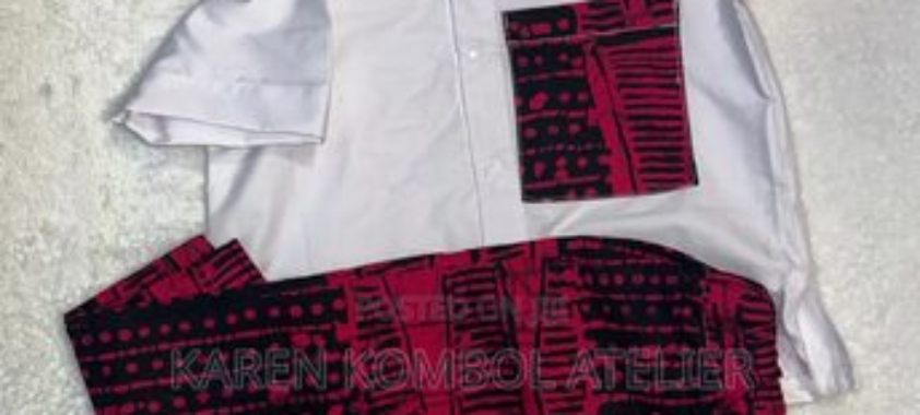 Stylish Unisex White Shirt Ankara Trouser Set | 2-Piece Outfit
