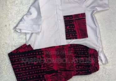 Stylish Unisex White Shirt Ankara Trouser Set | 2-Piece Outfit